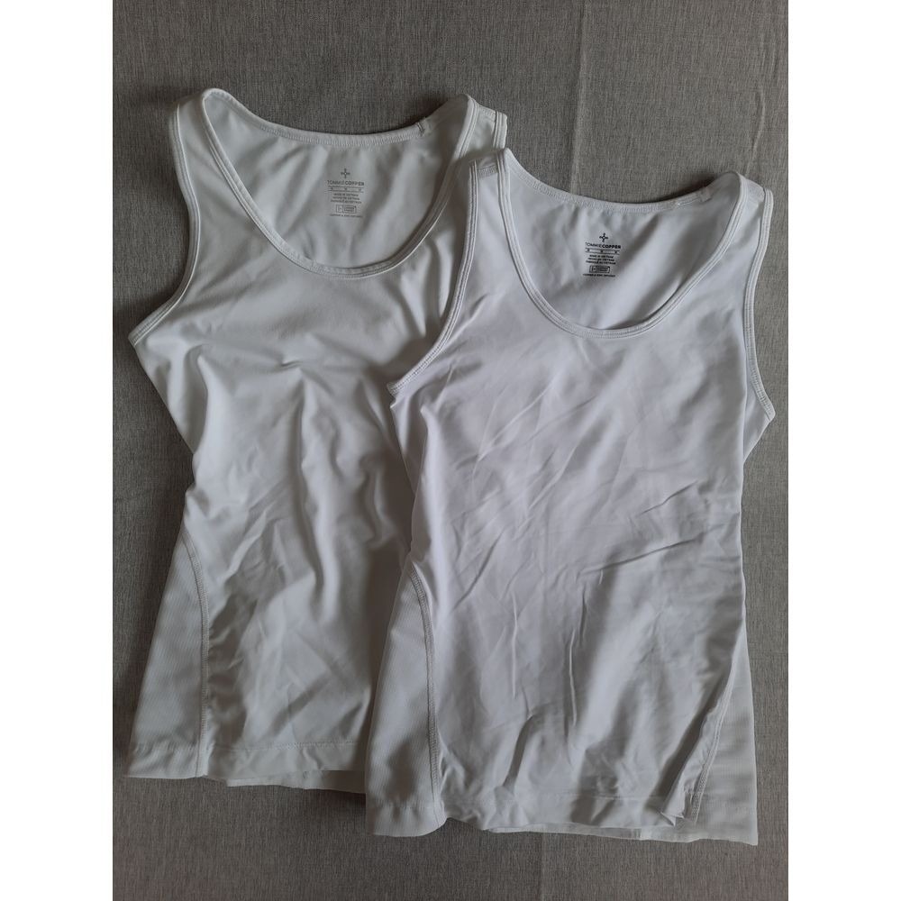 Tommie Copper Women Medium 2pc White Lower Back Support Pullover Active Tank Top